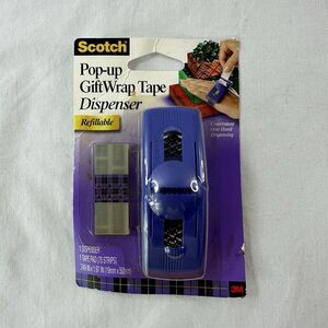 Vtg Scotch Refillable Pop-up Tape Dispenser &  Pad w/ 75 Strips Gift Wrap 3M New
